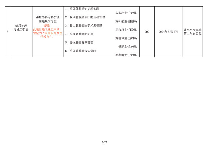 2024年重庆市护理学会学术活动计划表
