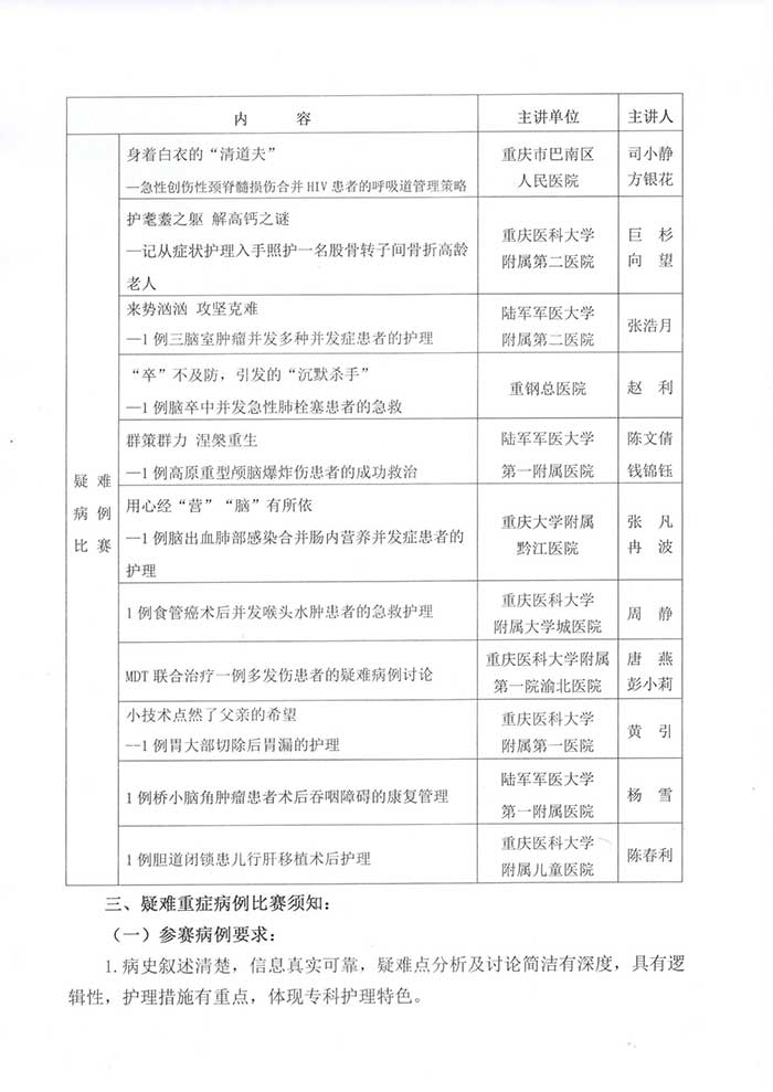 关于召开重庆市第七届外科护理第二次学术年会的通知